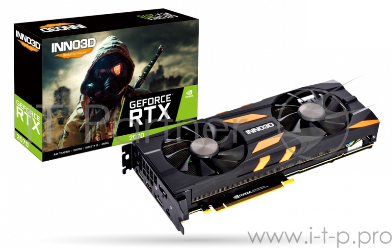 Видеокарта 8Gb PCI-E Inno3D GeForce RTX 2070 Gaming OC X2 N20702-08D6X-2511683 RTX2070, DDR6, 256