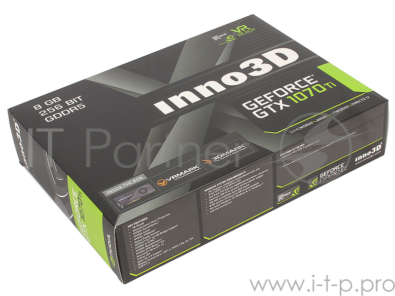Видеокарта 8Gb (PCI-E) Inno3D GeForce GTX 1070 Ti Jet N107T-1DDN-P5DN (GTX1070Ti, GDDR5, 256bit, HDCP, DVI, HDMI, 3*DP, Retail)