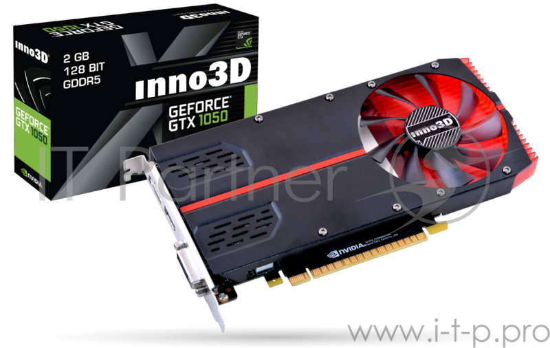 Видеокарта 2Gb (PCI-E) Inno3D GeForce GTX 1050 Compact N10502-1SDV-E5CM (GTX1050, GDDR5, 128bit, HDCP, DVI, HDMI, DP, Retail)