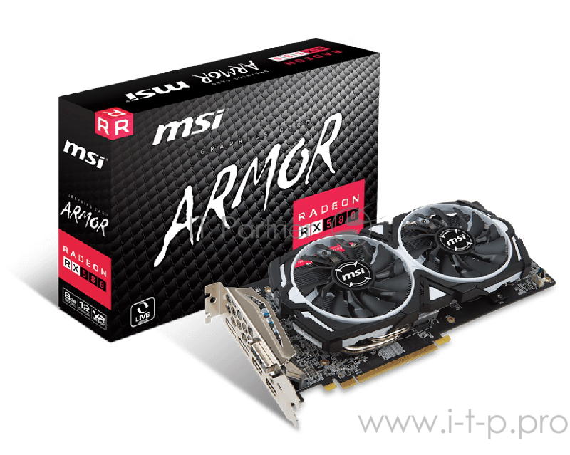 Видеокарта MSI Radeon RX 580 ARMOR 8Gb GDDR5 256bit DPx2, DVI-D, HDMIx2 (RX 580 ARMOR 8G) RTL