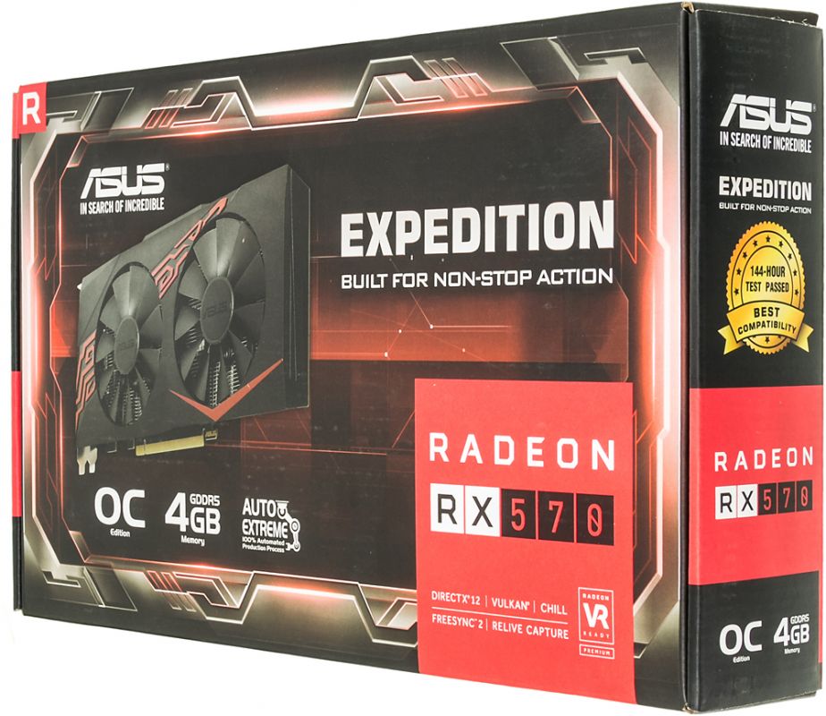 Видеокарта Asus Radeon RX570 EXPEDITION OC 4Gb GDDR5 256bit DP, DVI-D, HDMI (EX-RX570-O4G) RTL