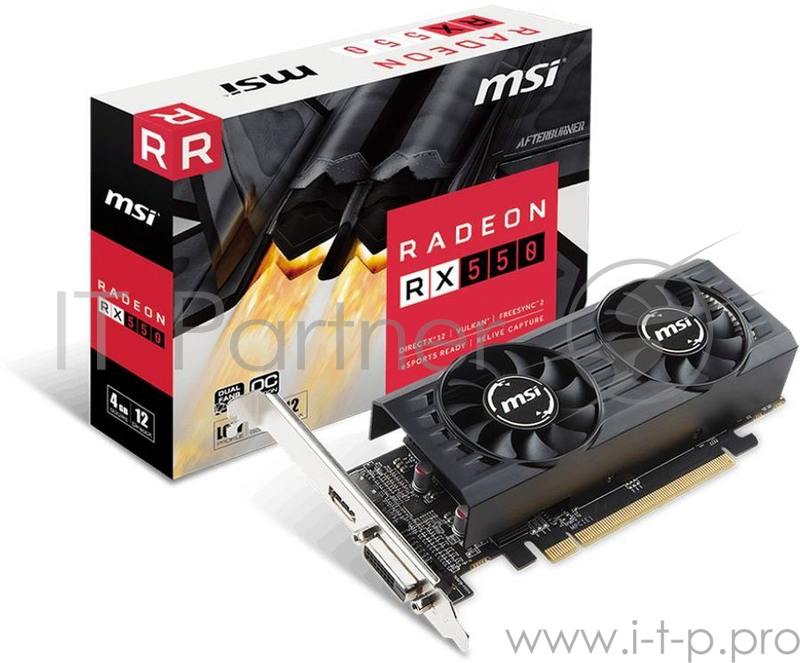 Видеокарта 4Gb PCI-E MSI Radeon RX 550 4GT LP OC RX550, GDDR5, 128 bit, Retail