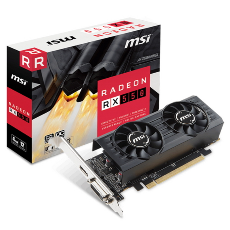 Видеокарта 4Gb PCI-E MSI Radeon RX 550 4GT LP OC RX550, GDDR5, 128 bit, Retail