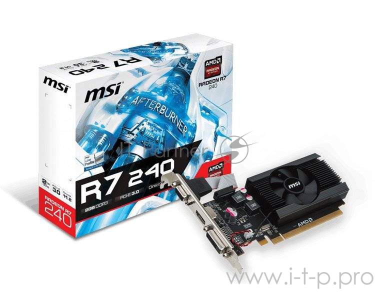 Видеокарта 2Gb PCI-E MSI R7 240 2GD3 64b LP HD7 240, GDDR3, 64 bit, HDCP, VGA, DVI, HDMI, Low Pro