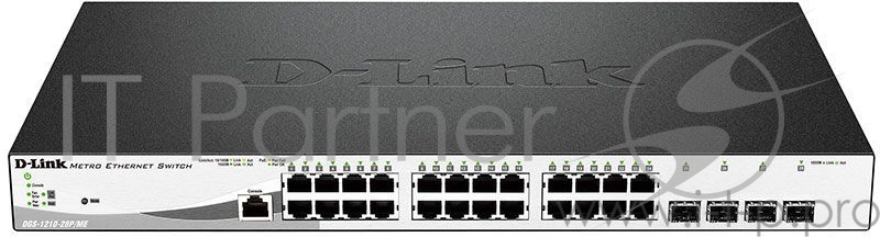Коммутатор 1U 19 RM D-Link DGS-1210-28P/ME/A1A 24 порта 1Гбит/сек. + 4 порта SFP, управляемый