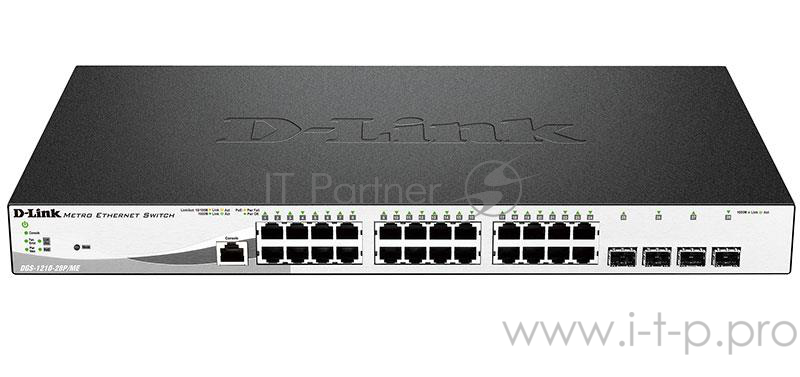 Коммутатор 1U 19 RM D-Link DGS-1210-28P/ME/A1A 24 порта 1Гбит/сек. + 4 порта SFP, управляемый