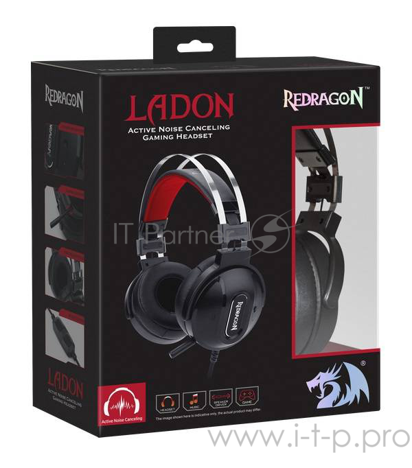 Наушники Defender Ladon звук 7.1, ANC, кабель 1.8 м Redragon 75160