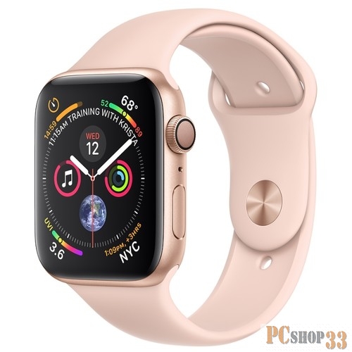 Умные часы Apple Watch Series 4, 40 мм, корпус из алюминия золотого цвета, спортивный ремешок цвета «розовый песок» MU682RU/A