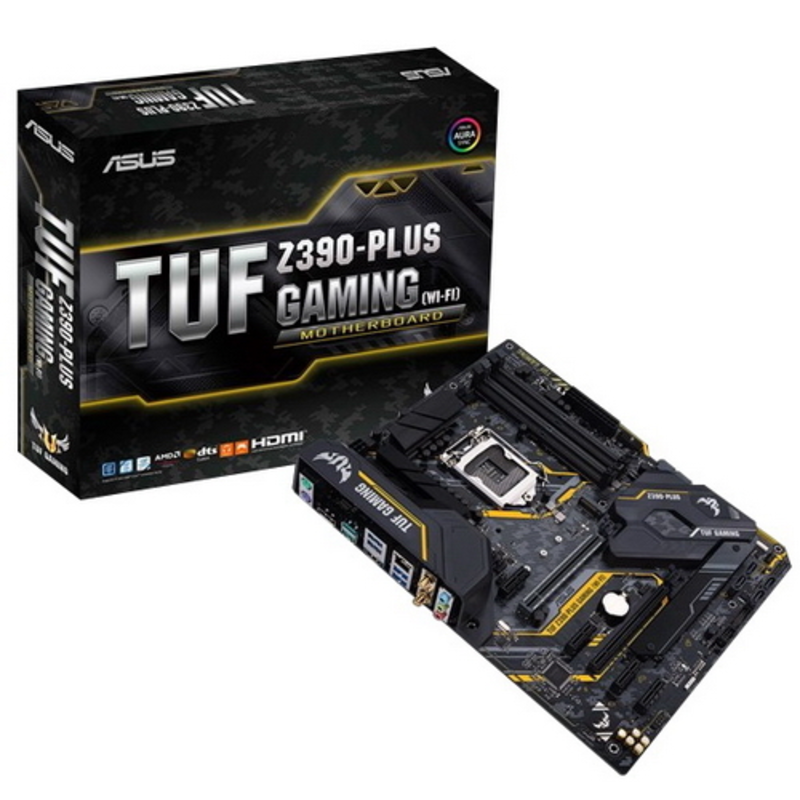 Мат. плата Socket1151 ASUS TUF Z390-PLUS GAMING (WI-FI) (iZ390, 4xDDR4, M.2, SATA III, RAID, 2xPCI-E, HDMI, DP, 1Гбит LAN, WiFi, BT, USB3.1, ATX)