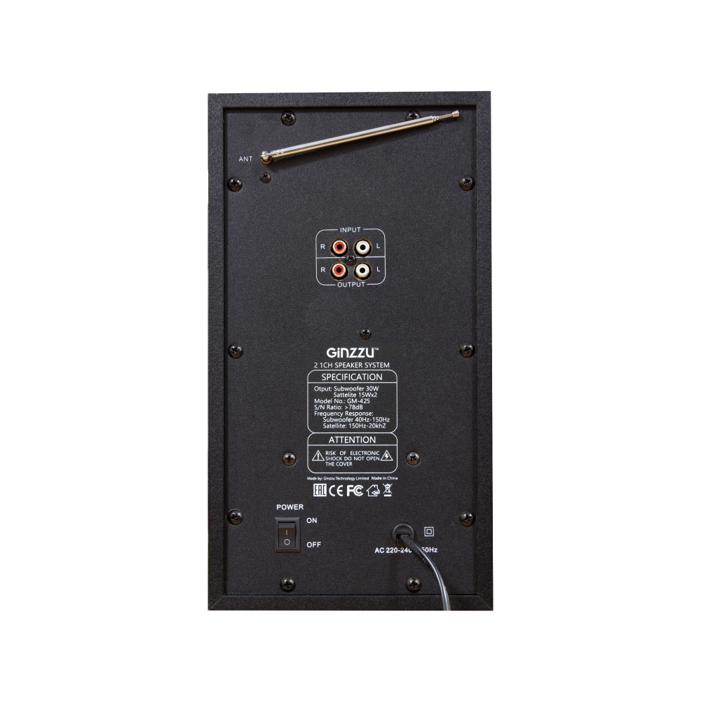 Колонки Ginzzu Ginzzu GM-425, Акустическая система 2.1, 60W/BT/USB/SD/FM/ДУ