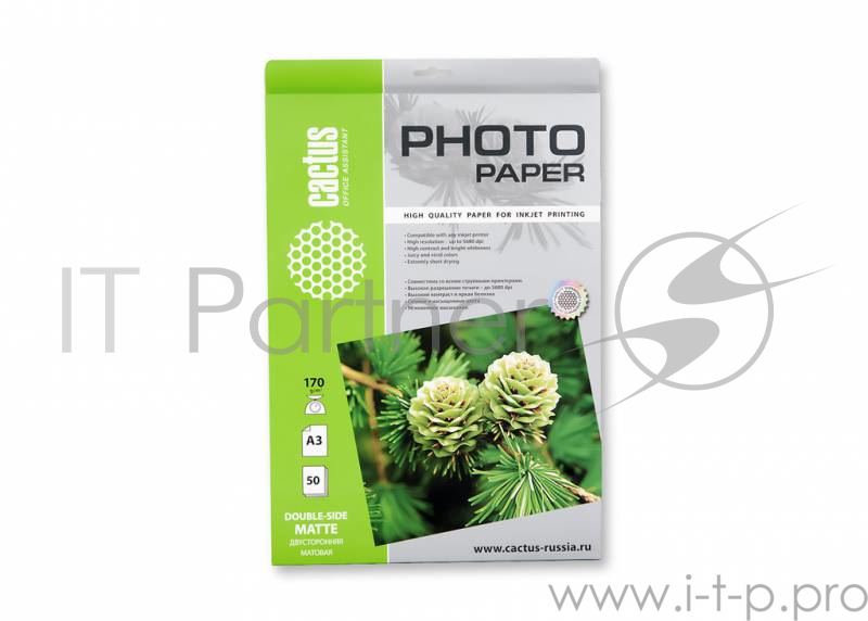 Бумага Cactus CS-MA317050DS Фотобумага Cactus CS-MA317050DS матовая двухсторонняя А3 170 г/м2 50 листов