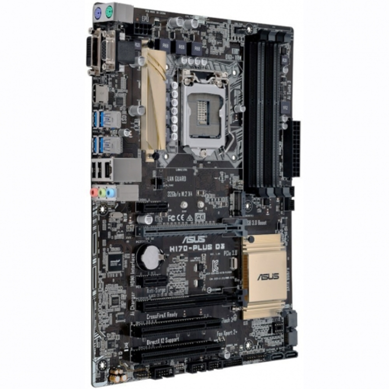 Мат. плата Socket1151 ASUS H170-PLUS D3 (iH170, 4xDDR3, M.2, SATA III, RAID, 2xPCI-E, D-Sub, DVI, HDMI, 1Гбит LAN, USB3.0, ATX)
