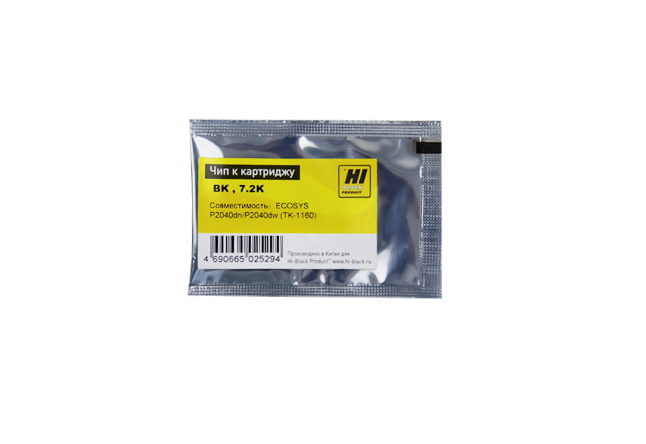 Чип Hi-Black к картриджу Kyocera ECOSYS P2040dn/P2040dw (TK-1160) , Bk, 7,2K