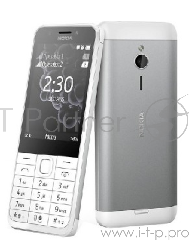 Мобильный телефон NOKIA 230 DS WHITE-SILVER A00026972 {2 sim, Asha Platform 1.1, 2.8