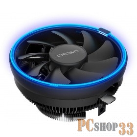 вентилятор CROWN Кулер для процессора CM-1151PWM BLUE(Сокет AM4 Ready, 115X, 775, TDP до 115 Ватт, коннектор 4pin PWM, Синяя подсветка, Размер: 126(L)*126(W)*70(H)мм)