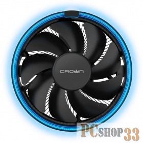 вентилятор CROWN Кулер для процессора CM-1151PWM BLUE(Сокет AM4 Ready, 115X, 775, TDP до 115 Ватт, коннектор 4pin PWM, Синяя подсветка, Размер: 126(L)*126(W)*70(H)мм)