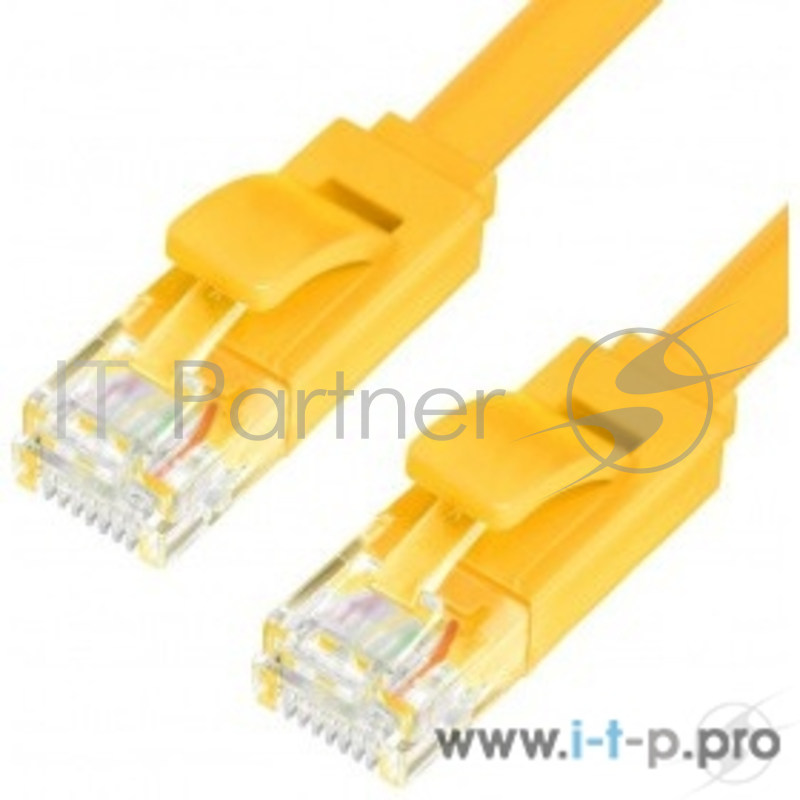 Патч-корд Greenconnect Патч-корд PROF плоский прямой 0.25m, UTP медь кат.6, желтый, позолоченные контакты, 30 AWG, , ethernet high speed 10 Гбит/с, RJ45, T568B(GCR-LNC622-0.25m)