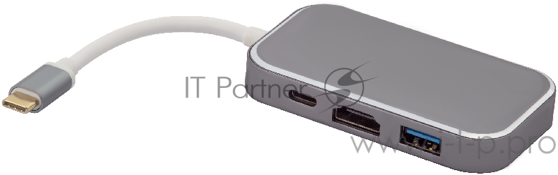 Переходник Greenconnect Адаптер-переходник Type C на HDMI+ USB3.0-разветвитель на 3 пота(GCR-CHC3USB)