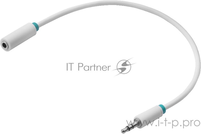 Кабель Greenconnect Удлинитель аудио 1.0m jack 3,5mm/jack 3,5mm белый, зеленая окантовка, ультрагибкий, 28AWG, M/F, Premium , экран, стерео(GCR-STM1662-1.0m)