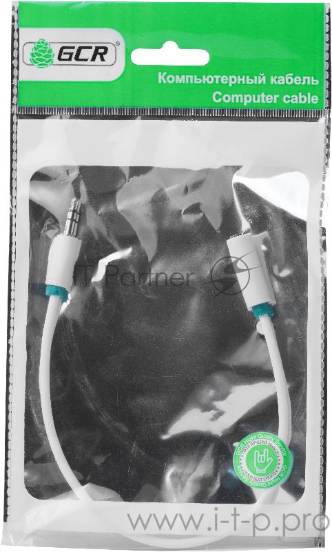 Кабель Greenconnect Удлинитель аудио 1.0m jack 3,5mm/jack 3,5mm белый, зеленая окантовка, ультрагибкий, 28AWG, M/F, Premium , экран, стерео(GCR-STM1662-1.0m)