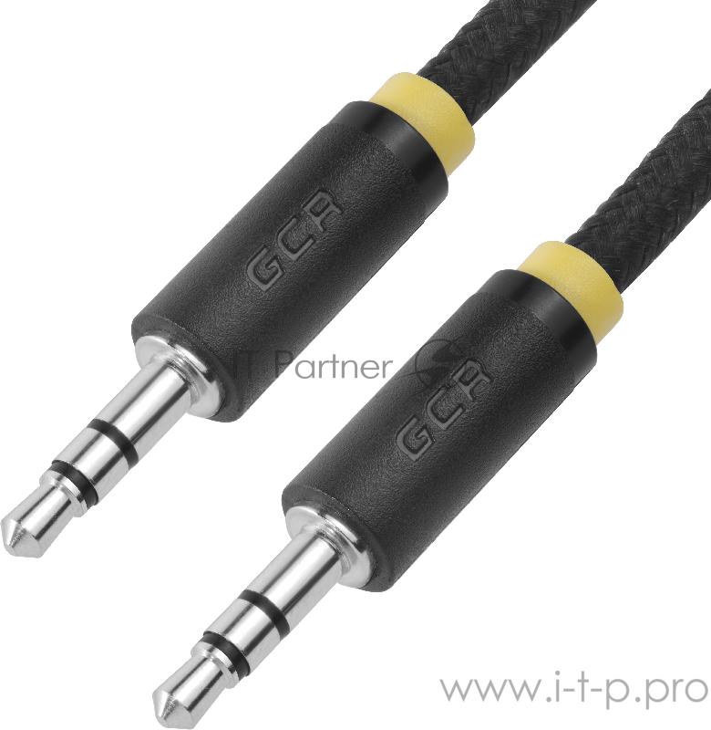 Кабель Greenconnect Кабель аудио 1.0m jack 3,5mm/jack 3,5mm, нейлон, черный, желтая окантовка, ультрагибкий, 28 AWG, M/M, Premium , экран, стерео(GCR-AVC8114-1.0m)