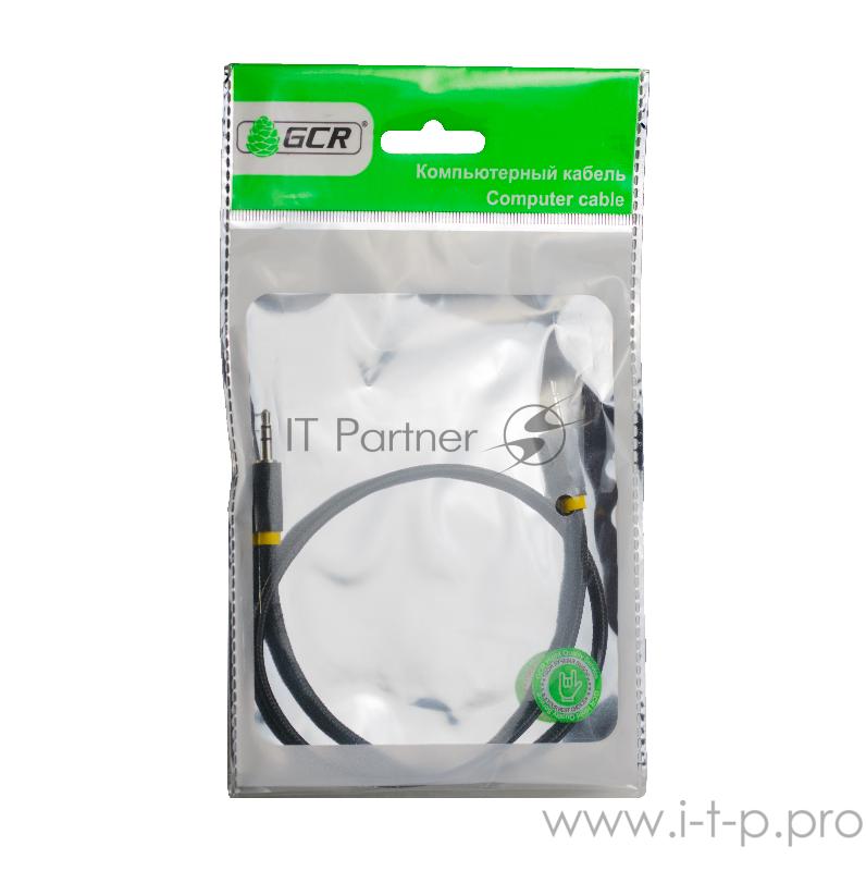 Кабель Greenconnect Кабель аудио 1.0m jack 3,5mm/jack 3,5mm, нейлон, черный, желтая окантовка, ультрагибкий, 28 AWG, M/M, Premium , экран, стерео(GCR-AVC8114-1.0m)