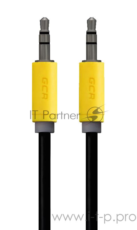 Кабель Greenconnect Кабель аудио 1.0m jack 3,5mm/jack 3,5mm черный, желтые коннекторы, 28 AWG, M/M, экран, стерео(GCR-AVC014-1.0m)