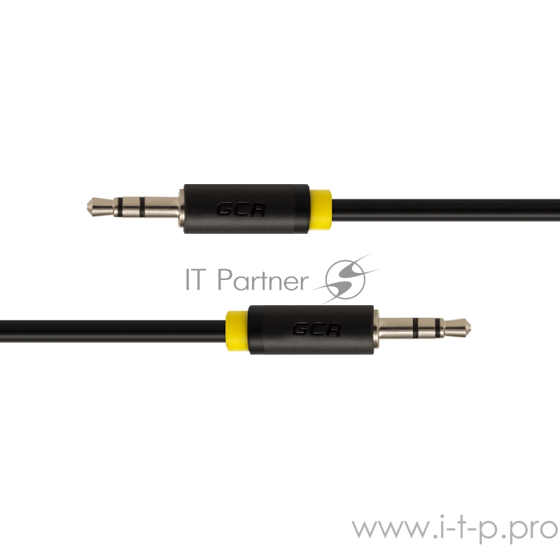 Кабель Greenconnect Кабель аудио 0.5m jack 3,5mm/jack 3,5mm черный, желтая окантовка, ультрагибкий, 28 AWG, M/M, Premium , экран, стерео(GCR-AVC1114-0.5m)