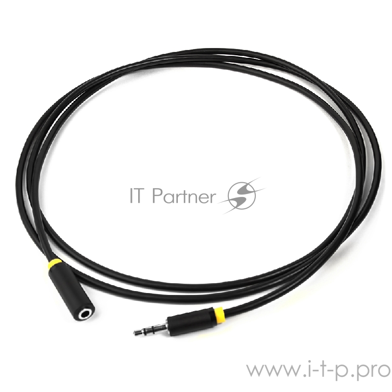 Кабель Greenconnect Удлинитель аудио 0.5m jack 3,5mm/jack 3,5mm черный, желтая окантовка, 28 AWG, M/F, экран, стерео(GCR-STM0114-0.5m)