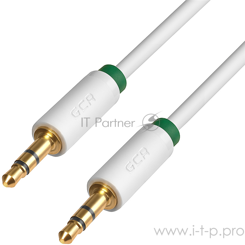 Кабель Greenconnect Кабель аудио 1.5m jack 3,5mm/jack 3,5mm белый, зеленая окантовка, ультрагибкий, 28 AWG, M/M, Premium , экран, стерео(GCR-AVC1662-1.5m)