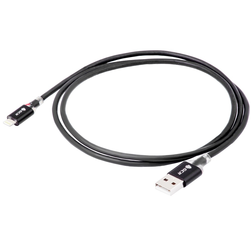 Кабель Greenconnect Кабель 1.5m Apple USB 2.0 AM/Lightning 8pin MFI для Iphone 5/6/7/8/X - поддержка всех IOS, быстрая зарядка 3A светящийся, черный, алюминиевый корпус черный, (GCR-50970)