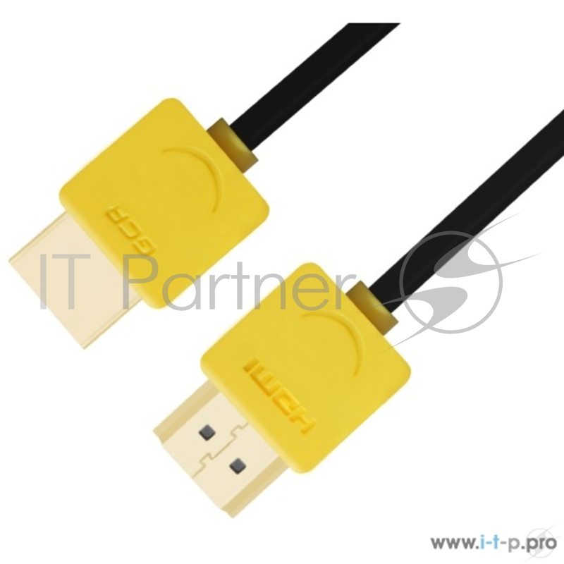 Кабель Greenconnect Кабель 1.5m HDMI версия 1.4, черный, желтые коннекторы, Slim OD3.8mm, 32/32 AWG, позолоченные контакты, Ethernet 10.2 Гбит/с, 3D, 4K, Premium , экран(GCR-HM540-1.5m)