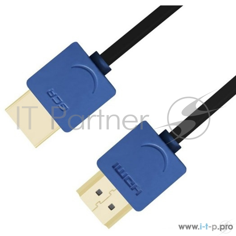 Кабель Greenconnect Кабель 3.0m HDMI версия 1.4, черный, синие коннекторы, Slim OD3.8mm, 32/32 AWG, позолоченные контакты, Ethernet 10.2 Гбит/с, 3D, 4K, Premium , экран(GCR-HM530-3.0m)