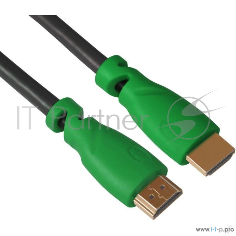 Кабель Greenconnect Кабель 5.0m HDMI версия 1.4, черный, зеленые коннекторы, OD7.3mm, 30/30 AWG, позолоченные контакты, Ethernet 10.2 Гбит/с, 3D, 4K , экран(GCR-HM320-5.0m)
