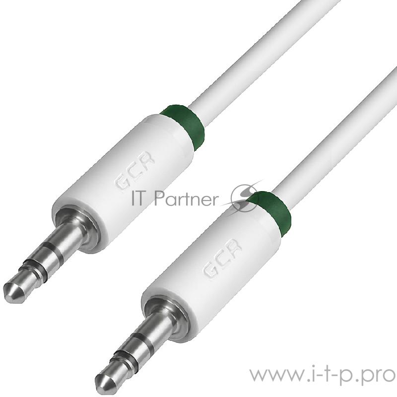 Кабель Greenconnect Кабель аудио 0.5m jack 3,5mm/jack 3,5mm белый, зеленая окантовка, ультрагибкий, 28 AWG, M/M, Premium , экран, стерео(GCR-AVC1662-0.5m)