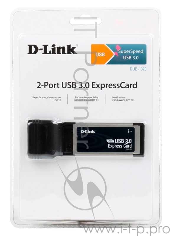 Сетевое оборудование D-Link DUB-1320 2-портовый USB 3.0 адаптер для шины ExpressCard