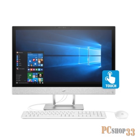 Моноблок HP Pavilion 24-r121ur 4GL11EA (Core i7 8700T-2.40ГГц, 16ГБ, 256ГБ+1ТБ, R530, LAN, WiFi, BT, WebCam, 23.8 1920x1080 сенсор., W10 H) + клавиатура + мышь