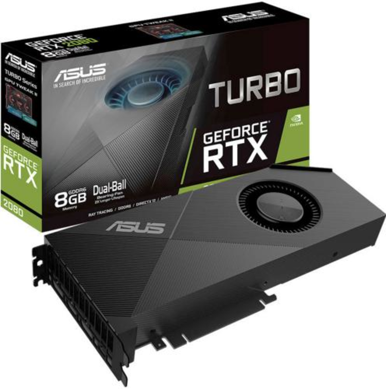 Видеокарта ASUS GeForce RTX 2080 8ГБ TURBO-RTX2080-8G (GeForce RTX 2080, DDR6, HDMI, 2xDP, USB-C) (PCI-E)
