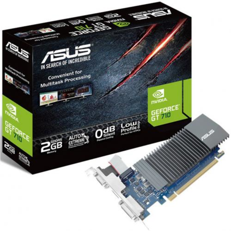 Видеокарта ASUS GeForce GT 710 2ГБ GT710-SL-2GD5-BRK (GeForce GT 710, DDR5, D-Sub, DVI, HDMI) (PCI-E)