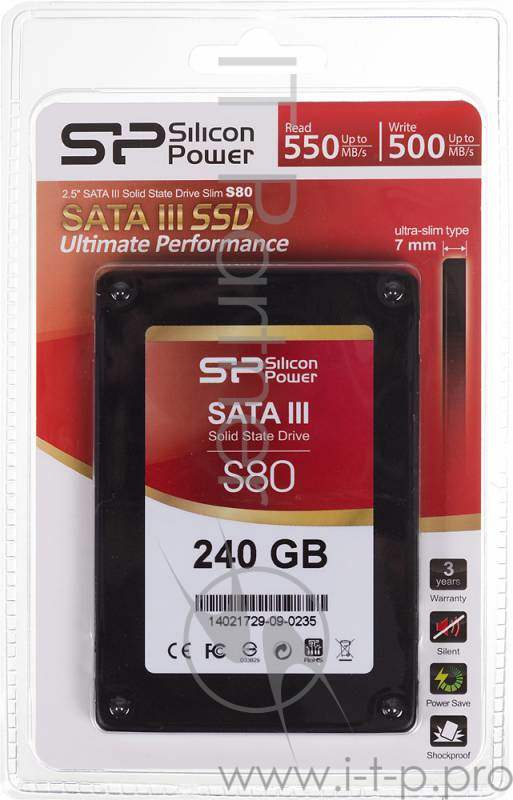 SSD диск 240ГБ 2.5 Silicon Power S80 SP240GBSS3S80S25 (SATA III)