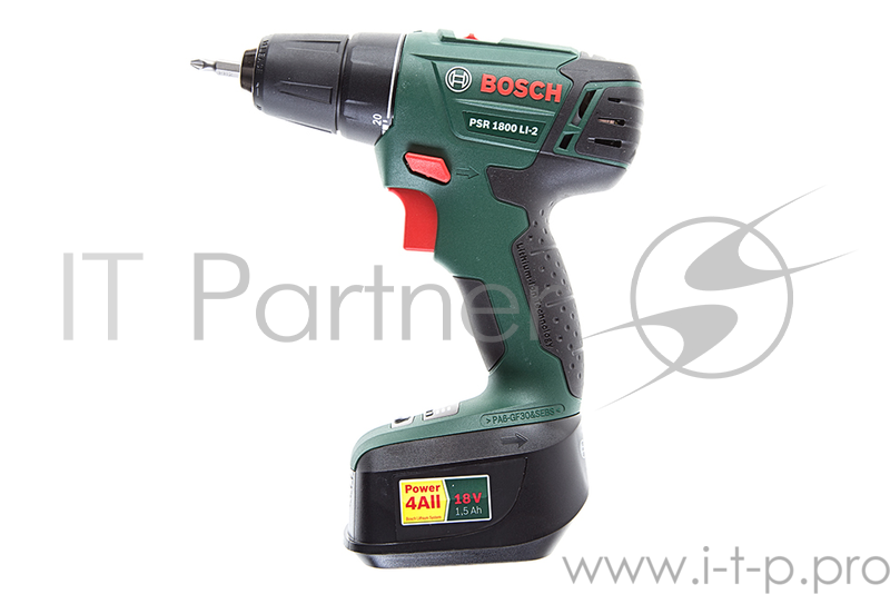 Дрель-шуруповерт Bosch PSR 1800 LI-2 аккум. патрон:быстрозажимной (кейс в комплекте)