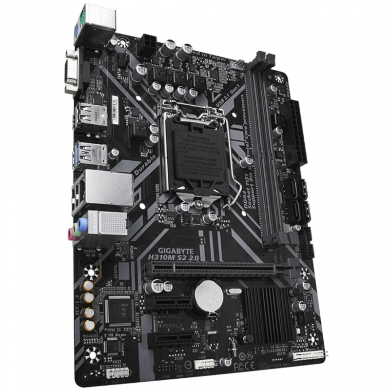 Мат. плата Socket1151 GIGABYTE H310M S2 2.0 (iH310, 2xDDR4, SATA III, PCI-E, D-Sub, 1Гбит LAN, USB3.1, mATX)