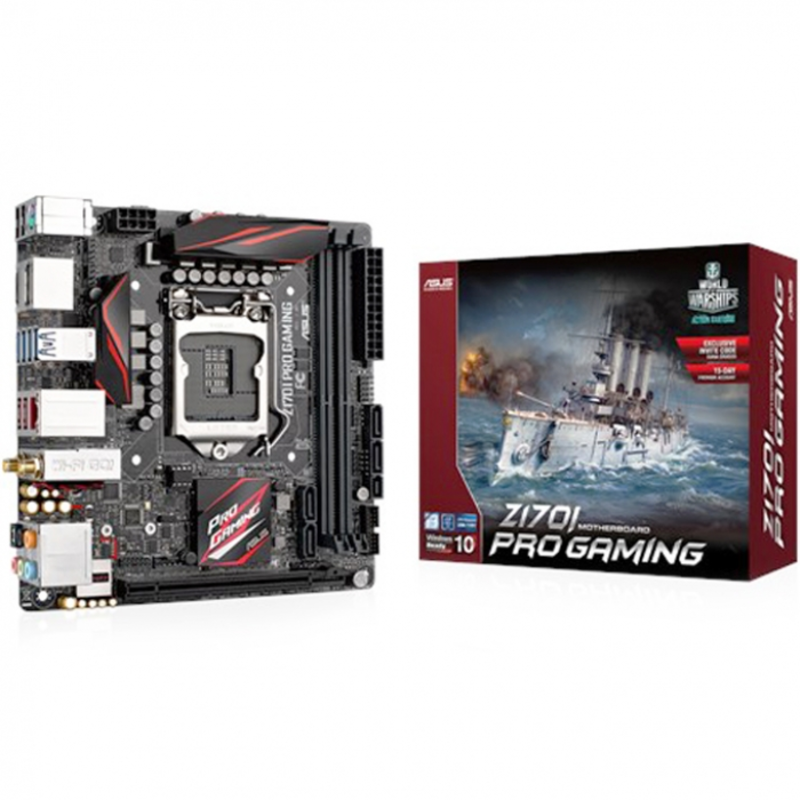 Мат. плата Socket1151 ASUS Z170I PRO GAMING (iZ170, 2xDDR4, M.2, SATA III, RAID, PCI-E, HDMI, DP, 1Гбит LAN, WiFi, BT, USB3.1, mini-ITX)