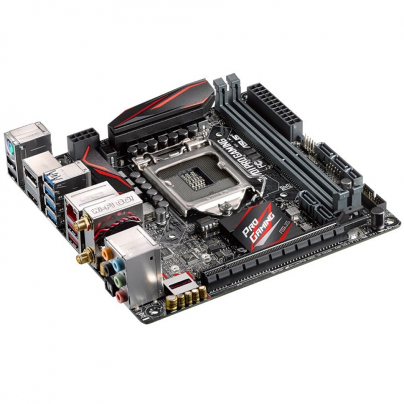 Мат. плата Socket1151 ASUS Z170I PRO GAMING (iZ170, 2xDDR4, M.2, SATA III, RAID, PCI-E, HDMI, DP, 1Гбит LAN, WiFi, BT, USB3.1, mini-ITX)