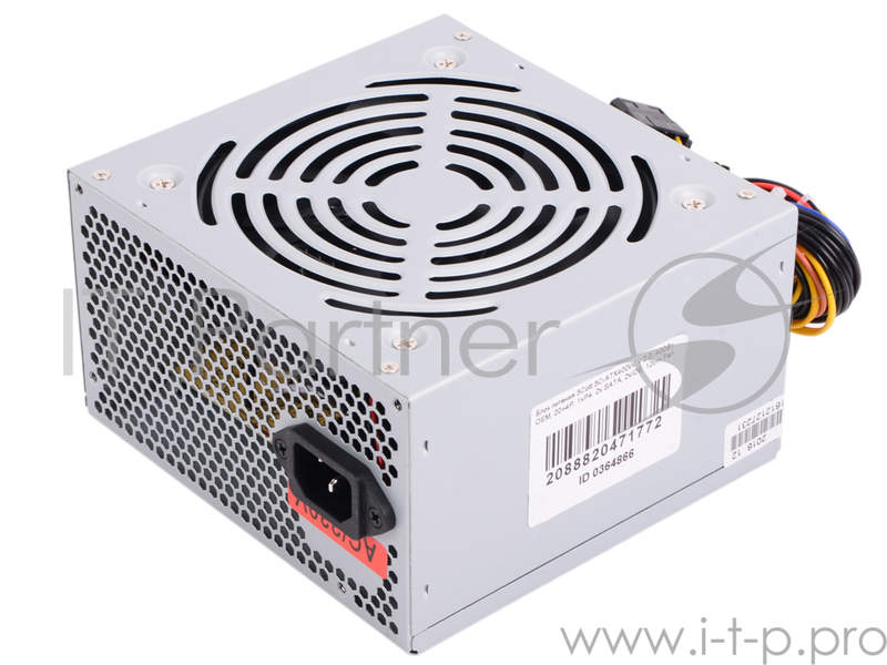 Блок питания 3Cott 3C-ATX400W, v.2.0, 400Вт, OEM, 20+4P, 1xP4, 2x SATA, 2xIDE, 12cm Fan