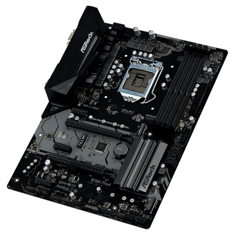 Материнская плата ASROCK B360 PRO4, Socket 1151v2, Intel®B360, 4xDDR4-2666, D-SUB+DVI+HDMI, 2xPCI-Ex16, 3xPCI