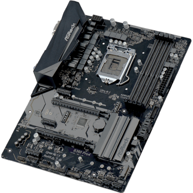 Материнская плата ASROCK B360 PRO4, Socket 1151v2, Intel®B360, 4xDDR4-2666, D-SUB+DVI+HDMI, 2xPCI-Ex16, 3xPCI
