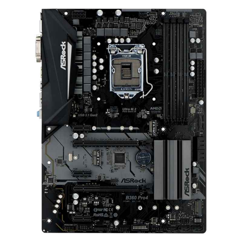 Материнская плата ASROCK B360 PRO4, Socket 1151v2, Intel®B360, 4xDDR4-2666, D-SUB+DVI+HDMI, 2xPCI-Ex16, 3xPCI