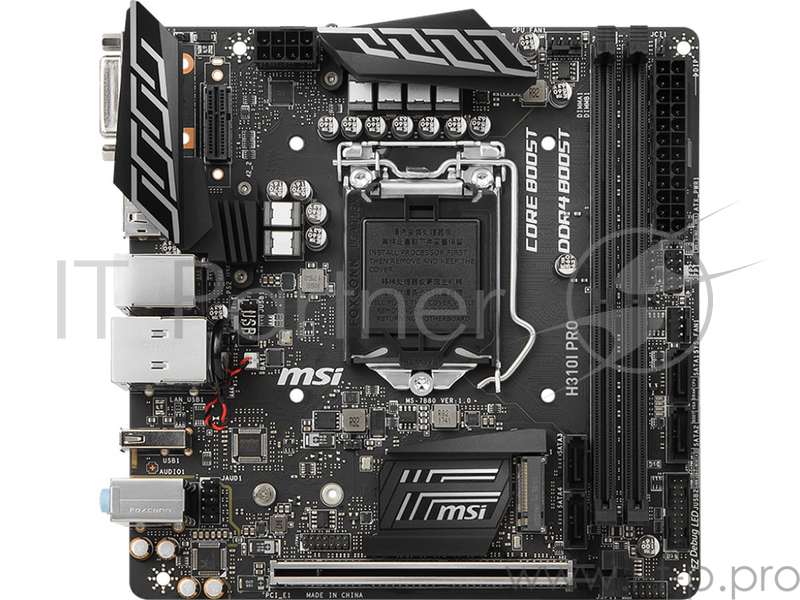Мат. плата MSI H310I PRO S1151, H310, 2xDDR4, PCI-Ex16, DVI, DP, SATA III, M.2, GB Lan, USB3.1, min