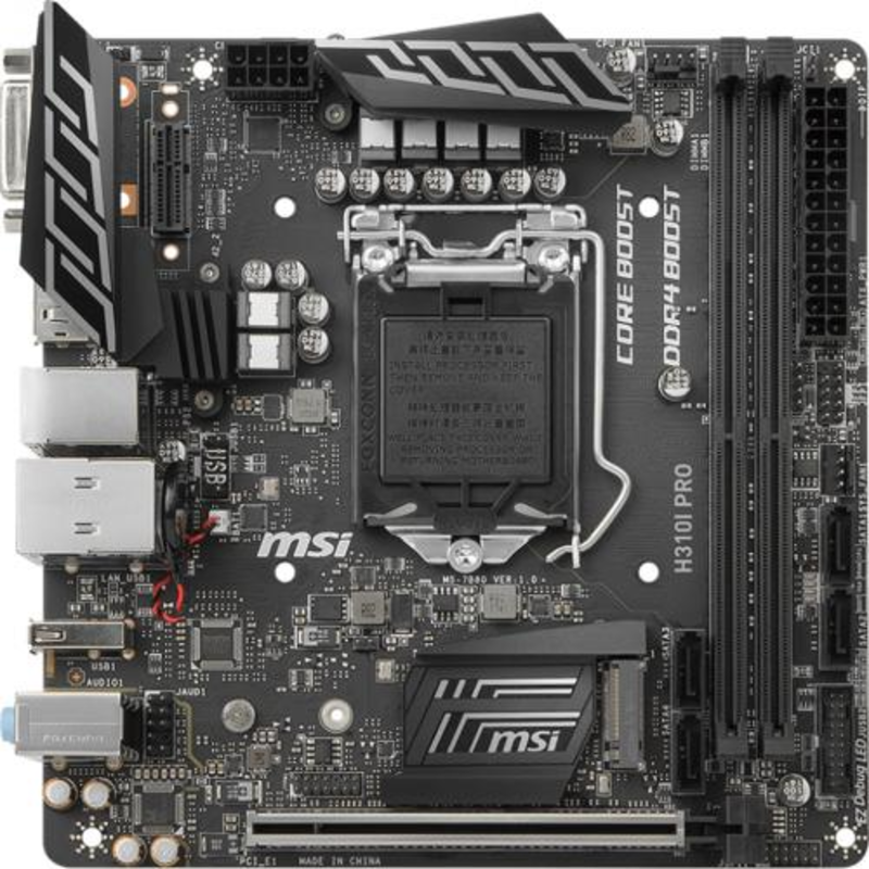Мат. плата MSI H310I PRO S1151, H310, 2xDDR4, PCI-Ex16, DVI, DP, SATA III, M.2, GB Lan, USB3.1, min